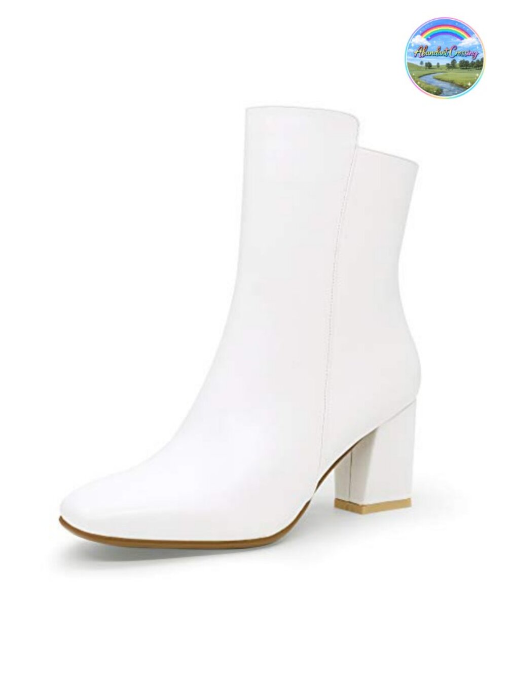 Square Toe Ankle Boots Low Block Heel Side Zipper Gogo Booties